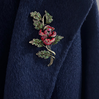 Muylinda Vintage μπλε τριαντάφυλλο λουλούδι στρας καρφίτσα και καρφίτσα για γυναίκες Πολυτελή κοσμήματα ρούχα Κασκόλ Αξεσουάρ καρφίτσες από κράμα ψευδαργύρου