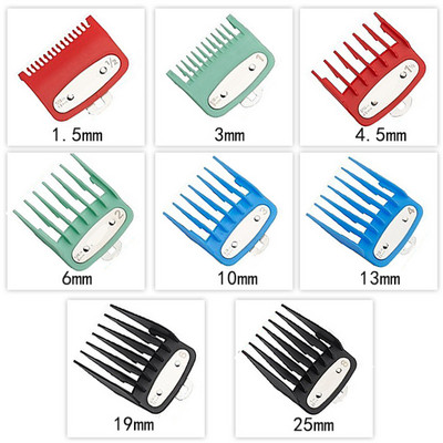 Plaukų kirpimo mašinėlės ribinės šukos kreiptuvo priedo dydis Kirpėjo pakeitimas 1,5/3/4,5/6/10/13/19/25/mm 8 vnt. rinkinys, skirtas Kemei KM-1990 PG1990