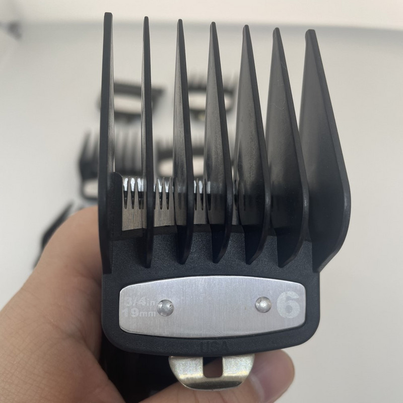 Plaukų kirpimo mašinėlės ribinės šukos kreiptuvo priedo dydis Kirpėjo pakeitimas 1,5/3/4,5/6/10/13/19/25/mm 8 vnt. rinkinys, skirtas Kemei KM-1990 PG1990