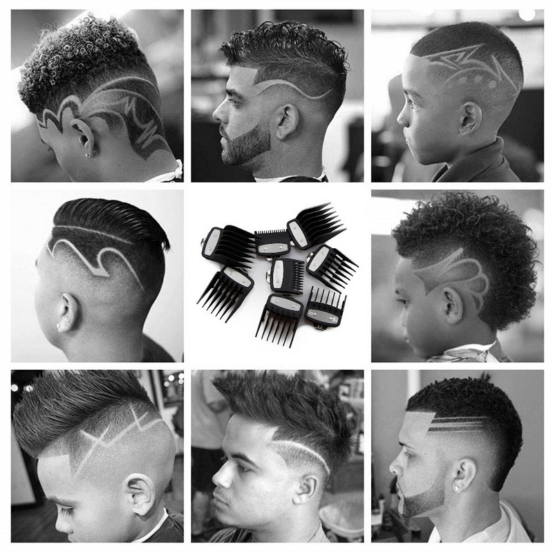 Plaukų kirpimo mašinėlės ribinės šukos kreiptuvo priedo dydis Kirpėjo pakeitimas 1,5/3/4,5/6/10/13/19/25/mm 8 vnt. rinkinys, skirtas Kemei KM-1990 PG1990