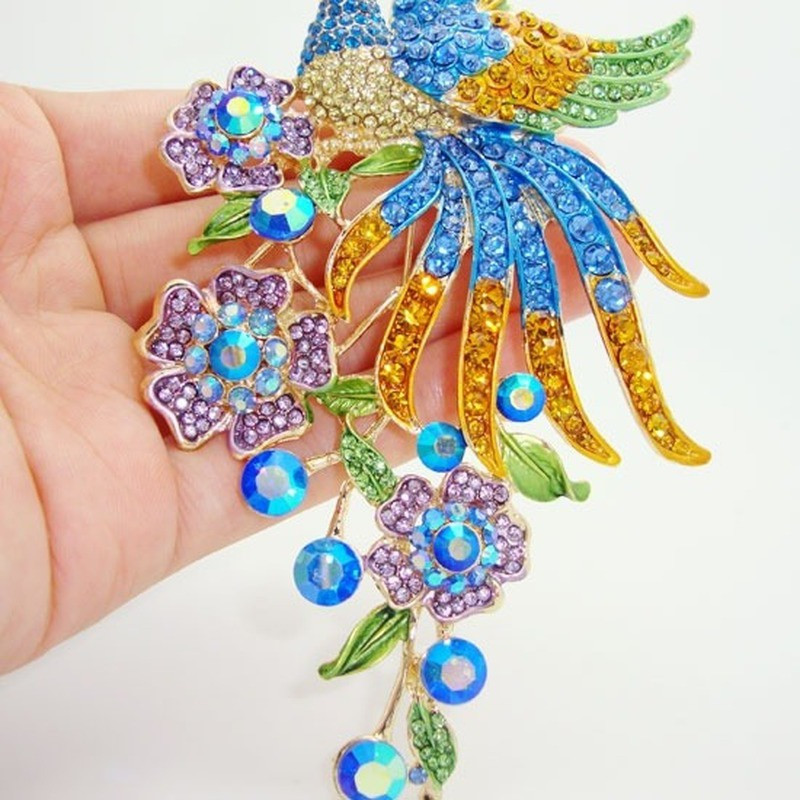 Υψηλής ποιότητας Πολύχρωμο Ζιργκόν Peacock Pin Brooch Fashion Charm Γυναικεία κοσμήματα για πάρτι δεξιώσεων