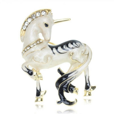 Broșă delicată cu unicorn alb pentru bărbați și femei Bijuterii costumate Cadou de aniversare