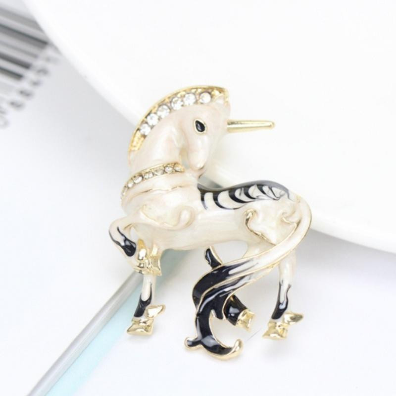 Λεπτή λευκή καρφίτσα μονόκερος για άντρες Γυναικεία Κοστούμια κοσμήματα επετείου