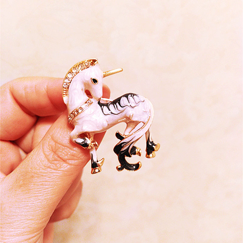 Λεπτή λευκή καρφίτσα μονόκερος για άντρες Γυναικεία Κοστούμια κοσμήματα επετείου