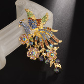 Μόδα Ένθετη πολύχρωμη καρφίτσα κίσσας με ένθετη ζιργκόν για γυναίκες Αξεσουάρ φόρεμα για δείπνο κοσμήματα Peacock Phoenix Brooch
