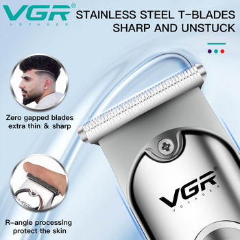 VGR Hair Trimmer Professional Hair Clipper Επαναφορτιζόμενη μηχανή κοπής T-Blade Cordless φορητή κουρευτική μηχανή για άνδρες V-071