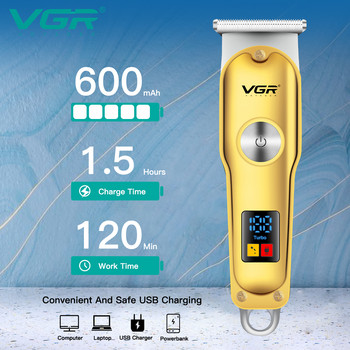 VGR Машинка за подстригване Професионална машина за подстригване Безжична машинка за подстригване Електрическа фризьорска машина за подстригване с цифров дисплей за мъже V-290
