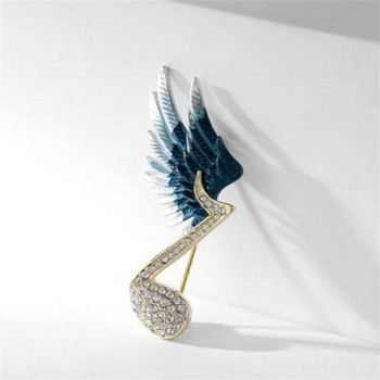 Μουσική νότα Μεταλλική στρας καρφίτσα μόδας φτερά πόρπης καρφίτσα πέτο Πολυτελή κοσμήματα ιδιοσυγκρασία Γυναικείες καρφίτσες Αξεσουάρ