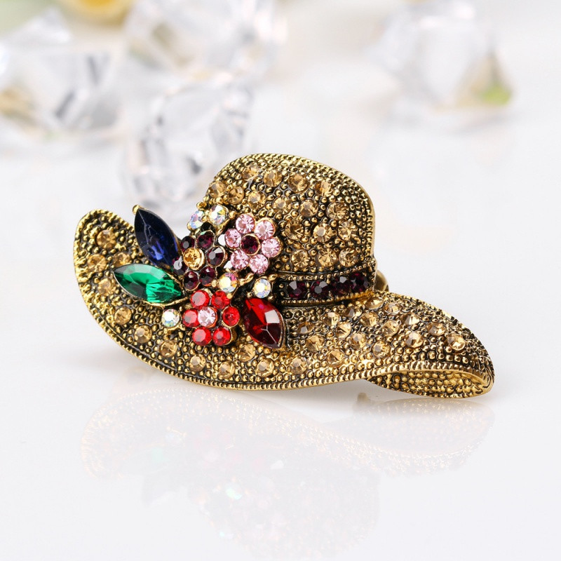 Vanamoodne müts Prossid nööpnõelad naistele Antiikkullavärvi Luksuslik Rhinestone Pulma Korsa Aksessuaarid Kvaliteetne