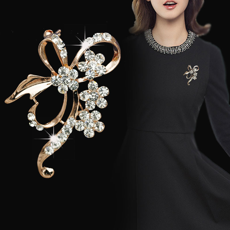 Nová krásna mašľa plná kamienkov, jednoduchá korsážová spona, brošňa s kvetmi, muži a ženy, oblek, sveter, šatka, hidžáb, pinzety