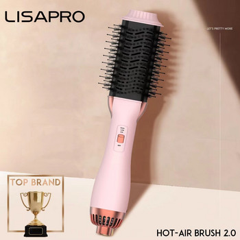 LISAPRO Четка с горещ въздух в една стъпка 2.0 Мек на допир розов сешоар Четка Многофункционален инструмент за оформяне на коса 3 В 1 Сешоар Гребен