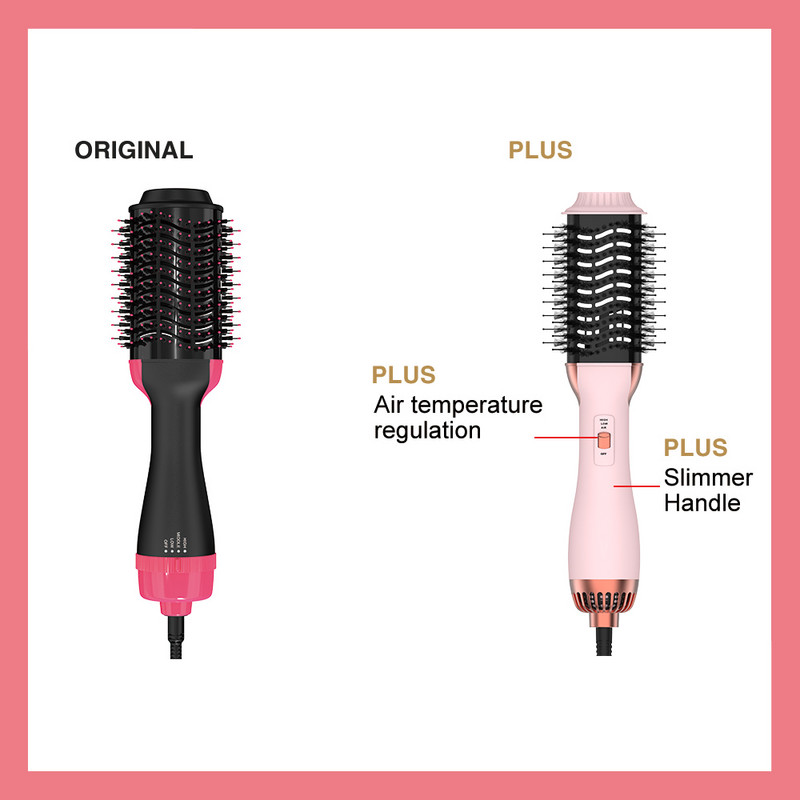 LISAPRO One-Step Hot Air Brush 2.0 Soft Touch Pink Hair Dryer Brush Multifunctional Hair Styler Comb 3 ΣΕ 1 χτένα πιστολάκι μαλλιών