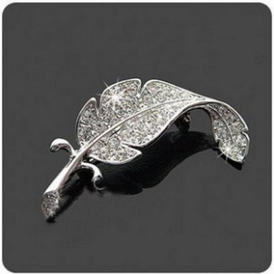 Korean Version Of Rhinestones Leaves Brooch Feather Pin Women`s Men Can Wear Brooch Custom Jewelry Broches Para As Mulheres Pin