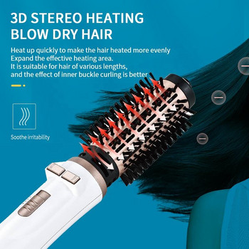 Kemei 2in1 Hot Air Brush Styler Dryer, Rotary Hair Dryer Brush for Salon at Home, 2-in-1 Ηλεκτρική περιστρεφόμενη χτένα για μπούκλες μαλλιών