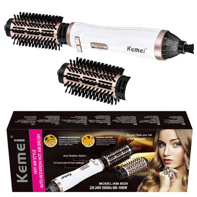 Kemei 2in1 Hot Air Brush Styler Dryer, Rotary Hair Dryer Brush for Salon at Home, 2-in-1 Ηλεκτρική περιστρεφόμενη χτένα για μπούκλες μαλλιών