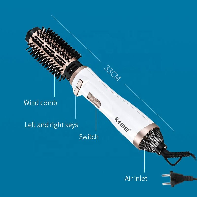 Kemei 2in1 Hot Air Brush Styler Dryer, Rotary Hair Dryer Brush for Salon at Home, 2-in-1 Ηλεκτρική περιστρεφόμενη χτένα για μπούκλες μαλλιών