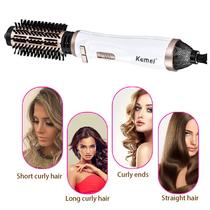 Kemei 2in1 Hot Air Brush Styler Dryer, Rotary Hair Dryer Brush for Salon at Home, 2-in-1 Ηλεκτρική περιστρεφόμενη χτένα για μπούκλες μαλλιών