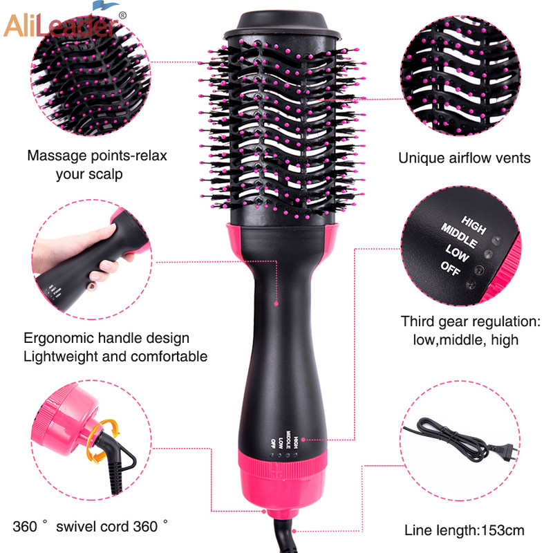Στεγνωτήρας μαλλιών Hot Air Brush Volumizer One-Step Hair Dryer & Volumizer Multifunctional Hot Air Dryer Brush Hair Straightener Curler