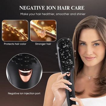 Четка с горещ въздух Безжична четка за изправяне на коса Hot Comb Hair Flat Iron Гребен за изправяне на коса