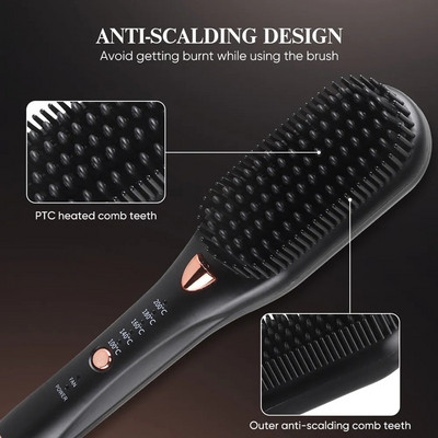 Четка с горещ въздух Безжична четка за изправяне на коса Hot Comb Hair Flat Iron Гребен за изправяне на коса