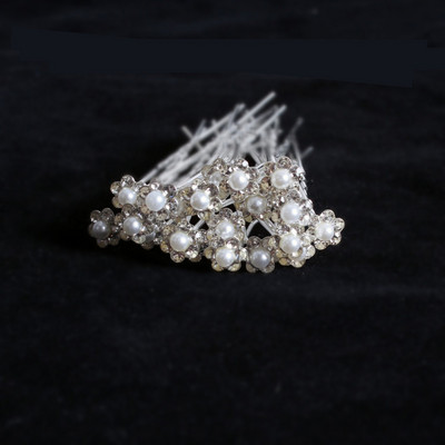 20x naiste U-kujuline nööpnõel metallist barrette klambriga juuksenõelad Simuleeritud pärlitest pruudi tiaara juuste aksessuaarid pulmasoengute kujundamise tööriistad