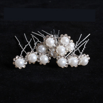 20x naiste U-kujuline nööpnõel metallist barrette klambriga juuksenõelad Simuleeritud pärlitest pruudi tiaara juuste aksessuaarid pulmasoengute kujundamise tööriistad