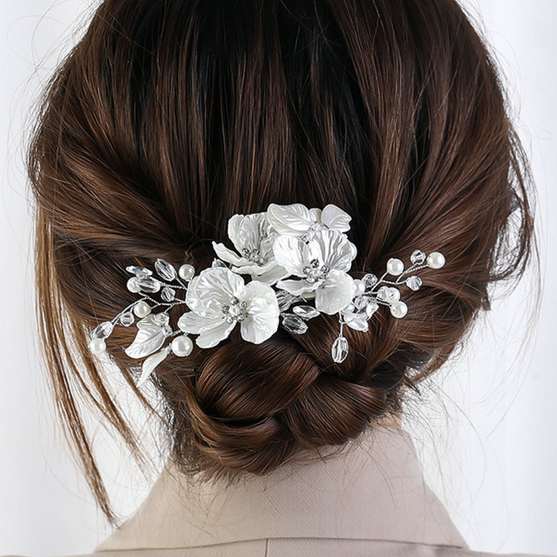 Nova svadbena kopča za kosu od kristalnog bisernog cvijeta Ukosnica u cvjetnom stilu Nakit za kosu mladenke Vjenčani dodaci za kosu