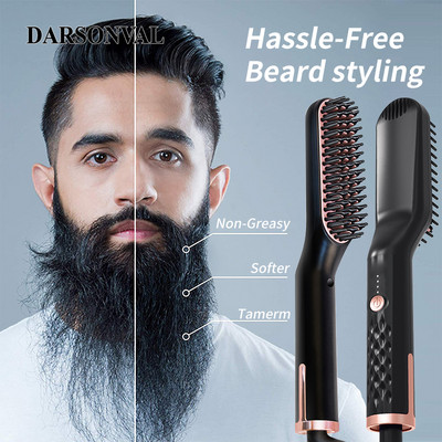Beard Straightener Beard Comb Heating Multifunctional Hair Brush Beard Hot Air Comb LED Screen Beard Hair Straightener For Men