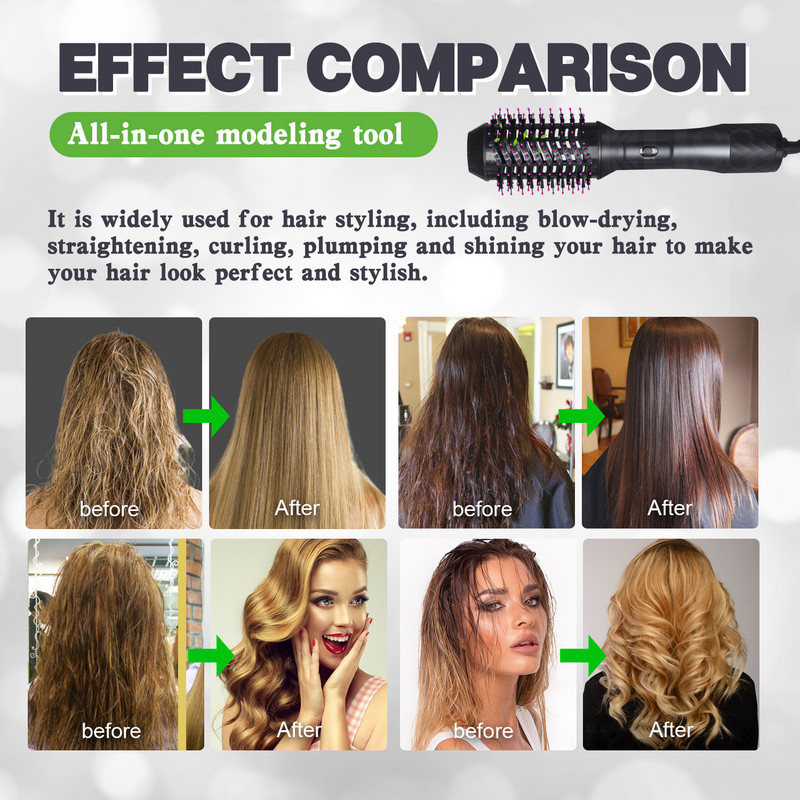 Kuuma õhuhari multifunktsionaalne fööni sirgendaja lokirull kamm One Step Professionaalne salongijuukse kujundaja ja volüümi suurendav ioonpuhumine