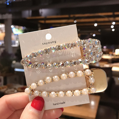 Ins Ukosnice za kosu Barrttes Crystal Pearl za žene Djevojke Modni dodaci za kosu slatka srca Štipaljka s resama Ženska pokrivala za glavu Bobby kopča