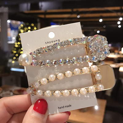 Ins Ukosnice za kosu Barrttes Crystal Pearl za žene Djevojke Modni dodaci za kosu slatka srca Štipaljka s resama Ženska pokrivala za glavu Bobby kopča