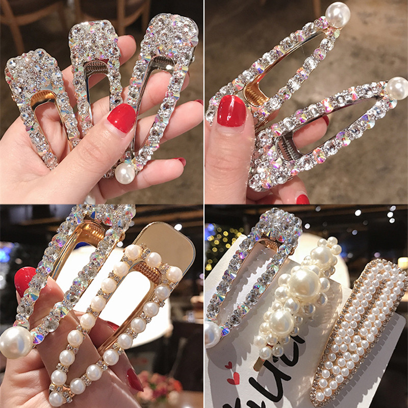 Ins Ukosnice za kosu Barrttes Crystal Pearl za žene Djevojke Modni dodaci za kosu slatka srca Štipaljka s resama Ženska pokrivala za glavu Bobby kopča