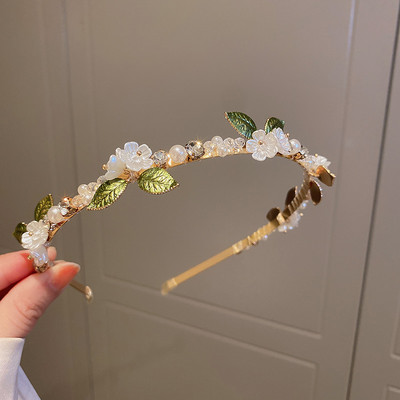 AWAYTR Korea moe kristallist kivist peapael Elegantne peapael banketi juuksurirõngas, mis sobib nägu pesevatele peakatetele