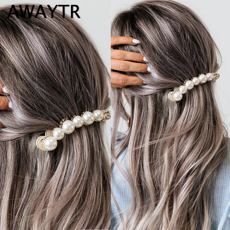 AWAYTR 1 tk Pärlid Juuksenõelad Juukseklambrid Ehted Banaaniklambrid Peakatted Naiste Juukseklambrid Tüdrukutele Hobusesaba Barrettes Juuksenõelad Aksessuaar