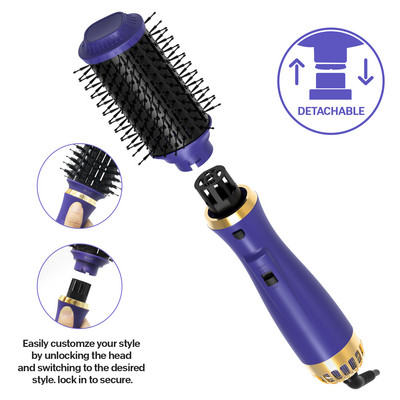 Hair Dryer Brush 3-in-1 Round Hot Air Spin Brush Kit for Styling and Frizz Control Negative Ionic Blow Hair Dryer Brush