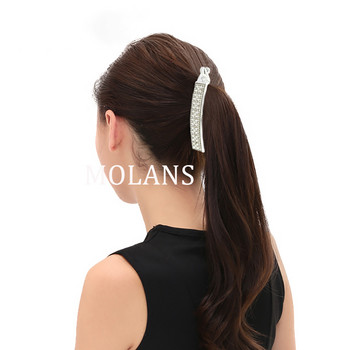Molans Rhinestone Нокти за коса с форма на банан за жени Щипки за коса за момичета Шноли Държач за опашка Фиби Модни аксесоари за коса