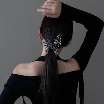 Korea INS Bright Silver Butterfly Нокът за коса за жени Елегантни кухи метални щипки за коса Лента за глава Фиби за коса Аксесоар за коса Рак