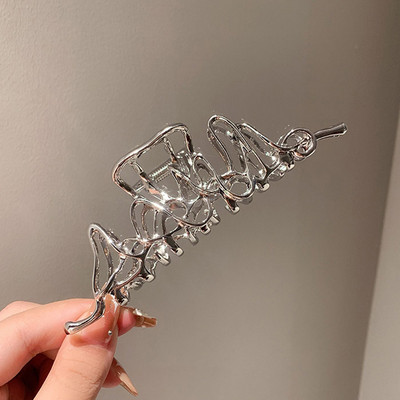 Κορέα INS Φωτεινό ασημί νύχι μαλλιών πεταλούδας για γυναίκες Κομψά κούφια μεταλλικά κλιπ για τα μαλλιά