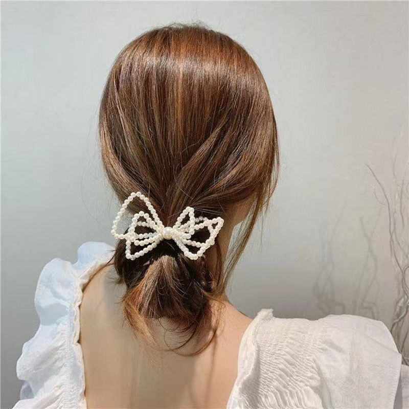 Nova elegantna biserna ženska kopča za kosu s užetom za kosu, velika mašna za djevojčice, držač za konjski rep, ženski dodaci za kosu