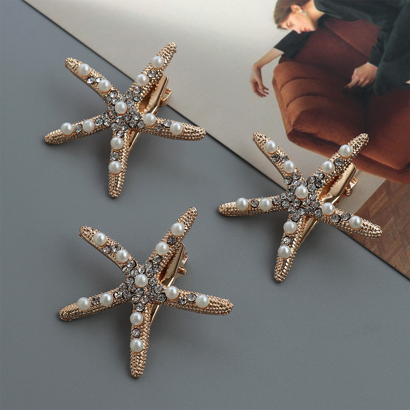 Mood Rhinestone Pearl Meritähe juuksenõelad naistele Tüdrukutele Juukseklambrid Pruudi peaees suvine rannajuuste kujundamise tööriist