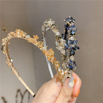 Bandă pentru cap cu stras de cristal de modă coreeană Bandă elegantă pentru banchet Cerc de păr potrivit pentru doamnele care se spală pe față