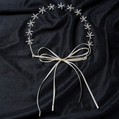 Αξεσουάρ γάμου τιάρες με κορδέλες για γυναίκες σε σχήμα αστερίας κορδέλες από στρας νεράιδα νύφη πριγκίπισσα καπέλα κοσμήματα μαλλιών