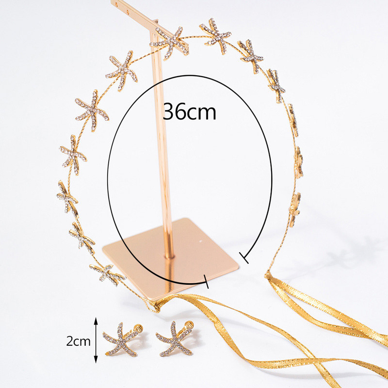 Αξεσουάρ γάμου τιάρες με κορδέλες για γυναίκες σε σχήμα αστερίας κορδέλες από στρας νεράιδα νύφη πριγκίπισσα καπέλα κοσμήματα μαλλιών