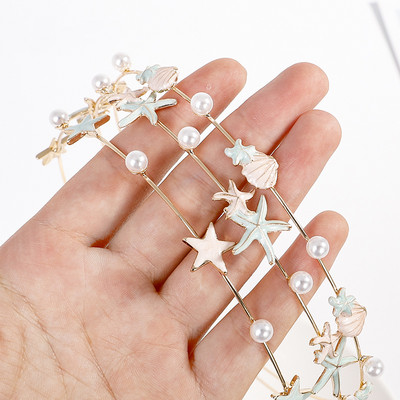 EASYA divatos Starfish Shell fejpánt nőknek koreai stílusú szimulált gyöngy hajpánt hajkiegészítők