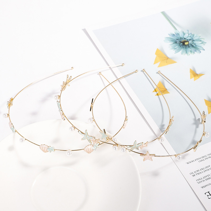 EASYA mood Starfish Shell peapael naistele Korea stiilis simuleeritud pärlitega juuksepael Juukseaksessuaarid