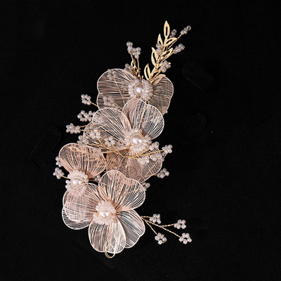 Lillede juuksepael Pruudijuukse ehted Pärlikristallpeapael Elegantne sünnipäevapidu Tiara Crown Pulmajuukse aksessuaarid naistele