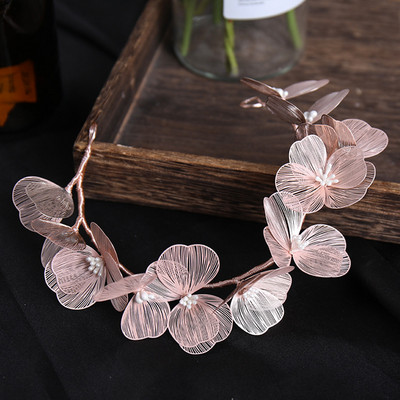 Lillede juuksepael Pruudijuukse ehted Pärlikristallpeapael Elegantne sünnipäevapidu Tiara Crown Pulmajuukse aksessuaarid naistele