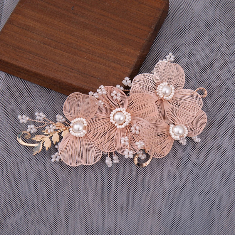 Lillede juuksepael Pruudijuukse ehted Pärlikristallpeapael Elegantne sünnipäevapidu Tiara Crown Pulmajuukse aksessuaarid naistele