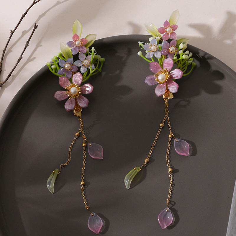 2tk Tutt Juukseklambrid Lillepärl Hiina Hanfu Juukseaksessuaarid Vintage Fairy Lilleline Tiarasa Pruudi peaehe pulmaehted