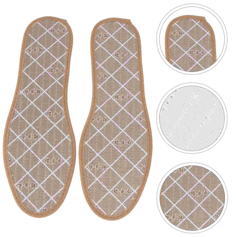 3 Ζεύγη Παπούτσια Πάτοι Μπαμπού κάρβουνο αποσμητικό ένθετα παπουτσιών Λινό ιδρώτα-απορροφητικά μαξιλαράκια παπουτσιών για άνδρες Αθλητικά προμήθειες 36